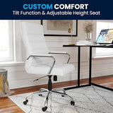 Flash Furniture Whitney High-Back Swivel LeatherSoft Desk Chair with Padded Seat and Armrests, Adjustable Height Padded Office Chair, White/Chrome Flash Furniture