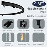 Sovtfides Blackout Curtains, Black 1 Panel W105 x L84in, with Ceiling Curtain Track Black 9.84ft, Thermal Insulated Sliding Door Room Divider Sovtfides