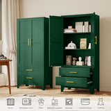 GAIOUS 71" Tall Metal Pantry Cabinet, Steel Storage Cabinets with 2 Doors, 2 Adjustable Shelf and 2 Drawers, Used as Kitchen Cabinet, Freestanding Cupboard for Kitchen, Office, Living Room (Green) GAIOUS