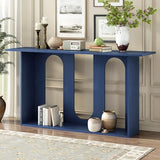Knocbel Entryway Console Table with Curved Design and Ash Veneer, Modern Sofa End Tables with Top Bottom Shelf for Living Room Hallway, 15.7" D x 60" W x 31.5" H Navy Blue Knocbel