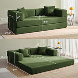 YINIX Foldable Sofa Bed, 78'' Folding Floor Couch, Compressed Convertable Sleeper Sofa, Memory Foam Couch with Pillow Back Support Armrest, 4-in-1 Futon Sofa Bed for Living Room, Green YINIX
