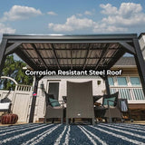 Backyard Discovery Stonebridge 12 ft. x 9 ft. 6 in. All Metal Steel Gazebo Pavilion with Slant Roof, Durable, Supports Snow Loads and Wind Speed, Rot Resistant, Backyard, Deck, Garden, Patio Backyard Discovery