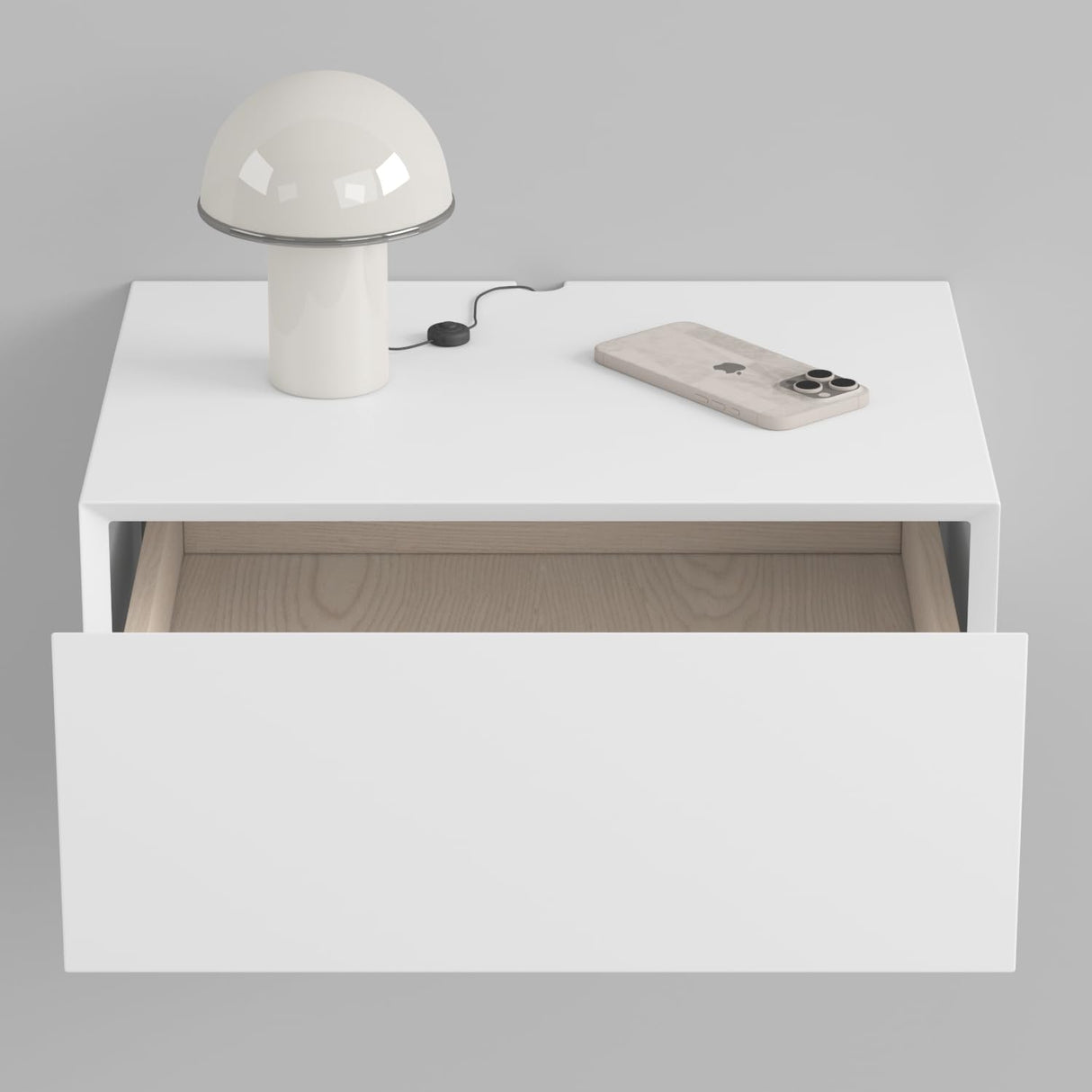 Lumivara Aeris Floating White Modern Nightstand with Storage Drawer, Minimalist Scandinavian, Made with Natural Pine Wood, Wall Mounted Bedside End Table for Bedroom and Living Room Lumivara