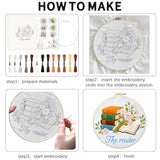 INFUNLY 6 PCS Book and Flower Embroidery Kits for Beginners DIY Cross Stitch Starter Sets for Adults with Instructions Book Cacti Pattern Birds Needlepoint Kits with Embroidery Cloth Hoops Tools