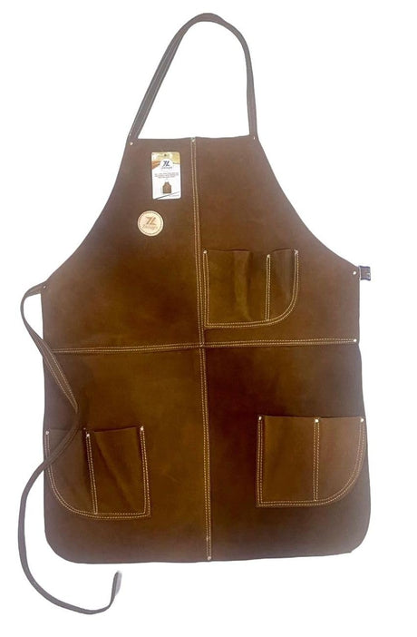 Zeluga 20-409 24in. x 36in. Heavy Duty Flame and Heat Resistant Leather Welding and Work Shop Apron, Brown Zeluga