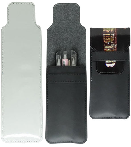 Yongkang Sublimation Pen Bag Pen Sleeve 3 Pieces (Blank Leather + Colored Leather) Capacity of 1-5 pens DIY Process (Black) Yongkang