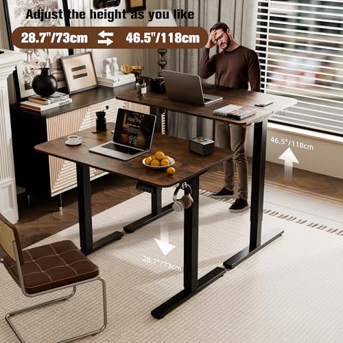 ERGOMAKER 35" Electric Standing Desk, Adjustable Height, Sit Stand Up Desk for Home Office & Computer Workstations, Memory Controller, Rustic Brown ERGOMAKER