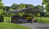 Arrow Carports Galvanized Steel Carport, Full-Size Metal Carport Kit, 12' x 24' x 9', Charcoal Arrow Shed