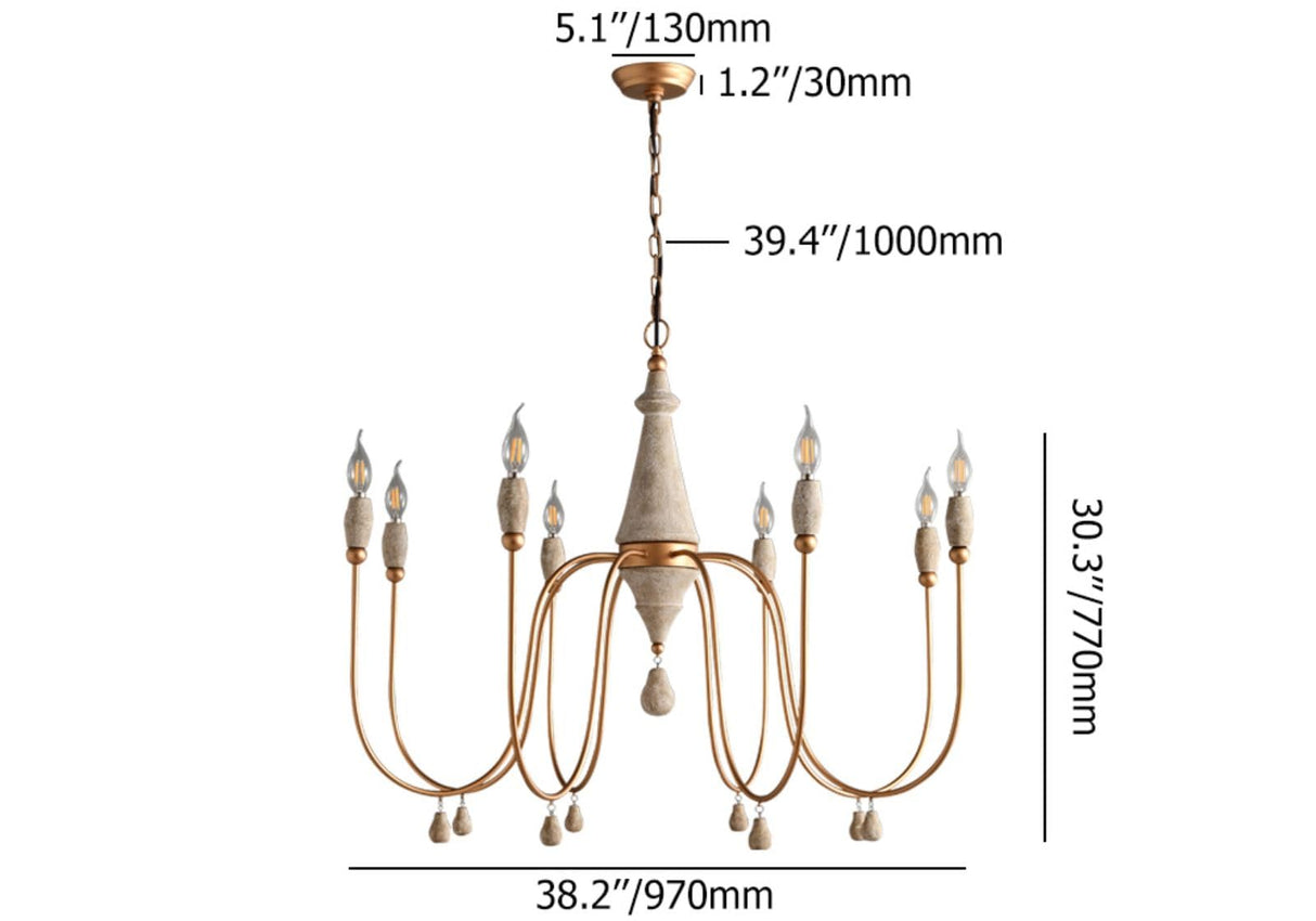 LOVEDIMA 38.2" French Country Chandelier, Modern Farmhouse 8-Light Candle-Style Chandeliers Wood Pendant Light Fixture for Dining Room Living Room LOVEDIMA