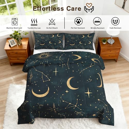Constellation Comforter Twin & Twin XL Size, Celestial Tarot Galaxy Comforter All Season Down Alternative Twin & Twin XL, Constellation Bedroom Decor Duvet with Pillowcase Generic