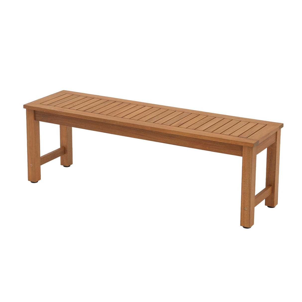 OC Orange-Casual 51" Acacia Wood Outdoor Bench, Backless Patio Dining Bench with Slatted Seat for Garden, Poolside & Entryway OC Orange-Casual