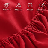 Mocassi California King Fitted Sheet - Deep Pocket Cooling Sheets up to 16 inch - Hotel Luxury 1800 Premier - Softest Sheets - Wrinkle Resistant - 1 Single Bottom Fitted Sheet, Cali King, Red Mocassi