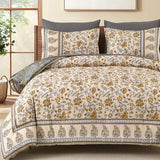 Dinjoy Boho Comforter Set Queen,Beige Brown Bedding Paisley Floral 7 Piece Bed in a Bag Reversible Lightweight Bohemain Comforters with Sheet Sets for All Season Dinjoy