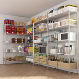 L Shaped Adjustable Storage Shelves, 57.87x13.78x70.87in Adjustable 5 Tier Wire Shelving Unit, Heavy Duty Garage Corner Shelf, Metal Standing Shelf Units, Pantry Shelf for Corner Laundry Closet SESAISHEIR