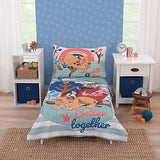 Disney The Lion King Blue, Tan, and Orange, Better Together 4 Piece Toddler Bed Set - Comforter, Fitted Bottom Sheet, Flat Top Sheet, and Reversible Pillowcase NoJo