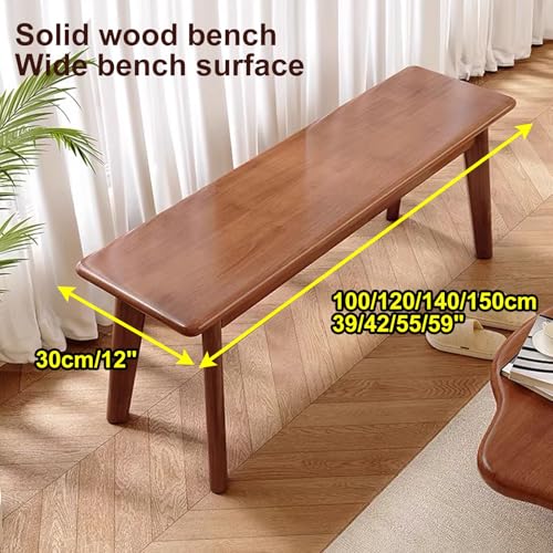 Entry Bench, Wood Bench Indoor, Dining Room Bench, Hallway Bench for Entryway, Wood Bench, Solid Oak Wood Bench, Wood Bench for End of Bed, for Kitchen Bedroom, Indoor and Hallway(Yellow,120 WoodArtSupply