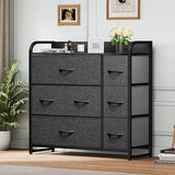 DWVO 7 Drawers Dresser, Organizer Unit for Bedroom, Fabric Dresser Storage Tower for Hallway, Entryway, Closets, Sturdy Steel Frame, Wooden Top DWVO