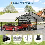 Garvee 20x20x9 ft Metal Carport, Oversized Metal Garage with Galvanized Steel Roof for All Weather, Heavy Duty Carports for Car, Boats and Tractor Garvee