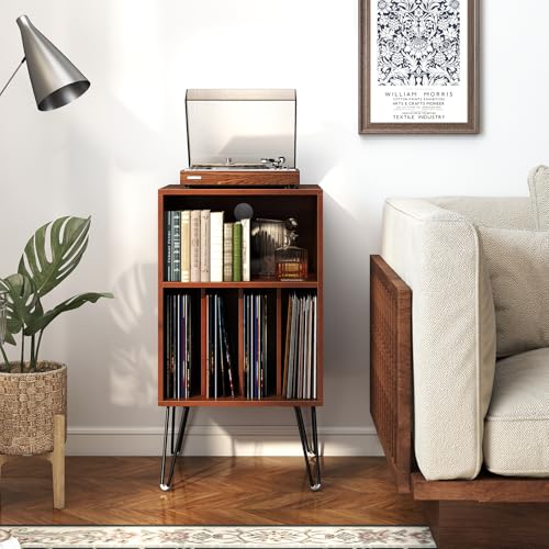 LOKO Record Player Stand with Charging Station, Turntable Stand with Vinyl Storage & USB Ports, Farmhouse Vinyl Record Storage Cabinet for Living Room, Bedroom, Music Room, Holds Up to 150 Albums LOKO