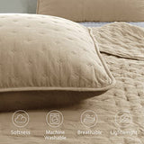 ROARINGWILD Beige Cloud Twin Size Quilt Bedding Sets with Pillow Sham, Farmhouse Lightweight Soft Bedspread Coverlet, All Season Rustic Country Thin Comforter, 2 Pieces, 68x90 inches, Tan Cream ROARINGWILD