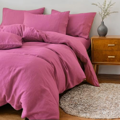 FEDALI HOME Rouge Pink Duvet Cover Queen Size - Extra Cozy Bedding - 160 GSM Ultra Soft Duvet Cover Set with 2 Pillow Shams - 3 Pieces - Comforter Not Included FEDALI HOME