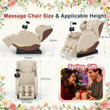 2026 Massage Chair, Massage Chairs Full Body and Recliner with 10 Fixed Points, Zero Gravity, Wood Grain Leather, Foot Massage, Airbags, Lumbar Heating, Bluetooth and Control Screen (Leather White) yewglen