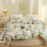 ECOCOTT 3 Pieces Floral Duvet Cover Sets King Size,100% Natural Cotton Floral Pattern 1 Duvet Cover with Zipper and 2 Pillowcases, Ultra Soft and Easy Care Breathable Cozy Simple Style Bedding Set ECOCOTT
