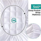 WhatsBedding Cotton Waterproof Mattress Pad Queen Size Top Down Alternative Filling Pillowtop Mattress Topper Cover-Fitted Quilted (Mattress Pad Queen) WhatsBedding