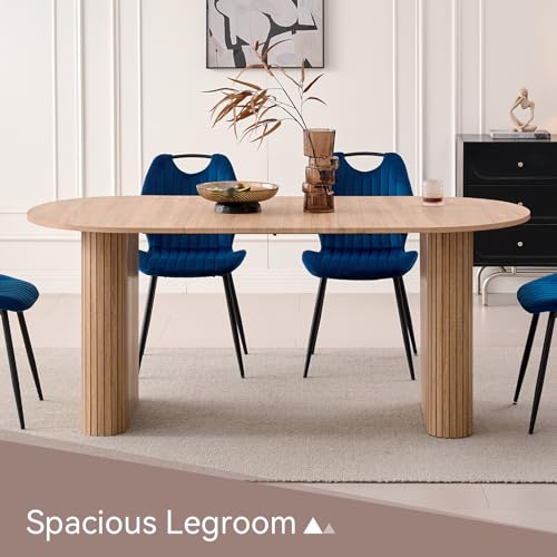 Lecafur HL 70.8" Oval Dining Table for 4 6 Person, Modern Farmhouse Kitchen Dinner Table for Breakfast Dining Receiption Room (Only Table), Natural Lecafur HL