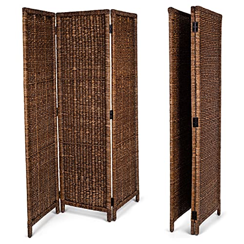 BIRDROCK HOME 3 Panel Seagrass Room Divider - Brown Wash - Folding Sections - Partition Screen - Hand Woven Abaca - Home Decor BIRDROCK HOME