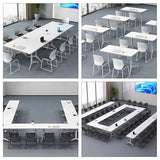 Folding Conference Table On Wheels Conference Room Table Flip Top Mobile Office Training Room Table Meeting Room Table Foldable Meeting Tables Rolling Meeting Table With Silent Wheels(6pack120*60*75) czxhaery