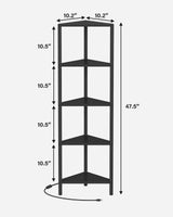TUTOTAK Corner Shelf with LED Light, 5-Tier Corner Bookshelf for Small Space, Narrow Display Corner Shelf Stand with Storage Rack, for Living Room, Bedroom, Black BS05BK005L TUTOTAK