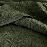 WDCOZY 100% Cotton Queen Size Quilt Set - Olive Green Pre-Washed Soft Lightweight Modern Bedspread, Farmhouse Country Rustic Coverlet, Textured Like Linen, Shabby Chic Gauze Bedding, 3 Pieces WDCOZY