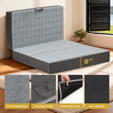 Tri Folding Mattress Twin Size - 6 Inch Dual-Layer Memory Foam Foldable Mattress Portable Futon Sofa Bed with Removable Washable Cover, Handle & Non-Slip Bottom for Guest, Camping, RV, Yoga, Home Use feliz home
