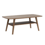 Vadisun 2-Tier Coffee Table with Storage Shelf, Natural Color 100% Solid Wood Table for Living Room, Elegant Furniture for Small Apartment (Natural, 39.37“ x 19.69” x 17.32“) Vadisun