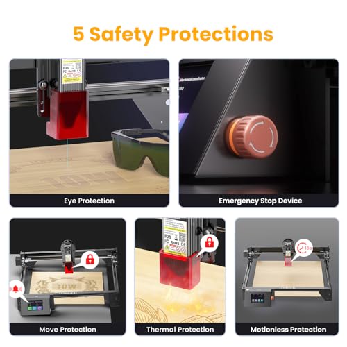 Longer RAY5 5W Laser Engraver with Touchscreen, Wood/Leather/Acrylic Engraving Cutting Machine, DIY Desktop Laser Cutter with Safety Protection, Air Assist & 3 in 1 Roller Longer