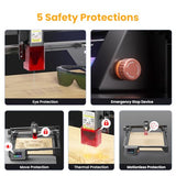 Longer RAY5 5W Laser Engraver with Touchscreen, Wood/Leather/Acrylic Engraving Cutting Machine, DIY Desktop Laser Cutter with Safety Protection, Air Assist & 3 in 1 Roller Longer