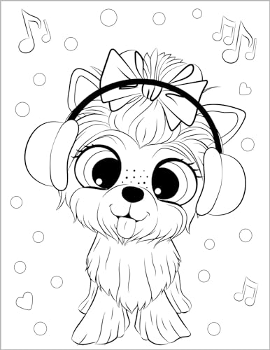 Cute Dogs Coloring Book for Kids Ages 4-8: Adorable Cartoon Dogs & Puppies WoodArtSupply