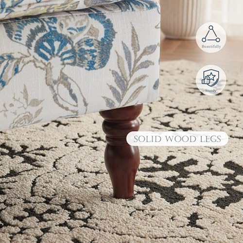 MELLCOM Floral Accent Chair, High Back Upholstered Armchair with Solid Legs, Leisure Single Sofa Chair for Living Room, Bedroom, Home Office, Blue Floral MELLCOM