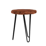 WELLAND Unique Shape Natural Wood Stump Rustic Surface End Table WELLAND