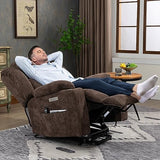 2024 Power Lift Recliner Chair with Full-Body Massage and Heat for Elderly, Hand Remote Control, Upgraded Powerful Motor, Extended Footrest, USB Ports, Stainless Steel Cup Holders, Chenille Brown Trustyue