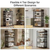 Alavoco 4-Tier Kitchen Baker's Rack with Power Outlet,Free Standing Microwave Oven Cart Stand,Heavy Duty Organizer Rack for Kitchen, Living Room, Dinning Room,Coffee Bar