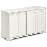 Costzon Sideboard Buffet Cabinet, Wooden Kitchen Storage Cabinet with Adjustable Shelf, Sliding Barn Door, Accent Coffee Bar Cabinet Console Table for Living Room, Dining Room, Hallway (White) Costzon