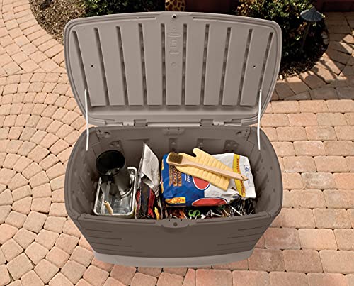 Rubbermaid Medium Resin Outdoor Storage Deck Box (73 Gal), Weather Resistant, Brown, Deck Organization for Home/Backyard/Pool Chemicals/Toys/Garden Tools/Porch/Patio Cushions Rubbermaid