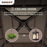 Sunjoy Hardtop Gazebo 9 x 9 ft. Cedar Framed Wood Gazebo with Brown Steel & Polycarbonate Pyramid Hip Roof and Ceiling Hook for Garden, Backyard Sunjoy