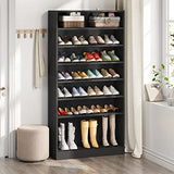 Tribesigns Shoe Cabinet, 9 Tiers 40-45 Pairs Heavy Duty Wood Freestanding Shoe Storage Cabinet, 70.8'' Tall Shoe Cabinet with Open Storage for Entryway, Black Tribesigns