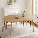 Oval Extendable Dining Room Table for 4-8 People, Modern Wooden Dining Table with MDF Tabletop and Metal Frame, Extendable from 43" to 59" to 74.8", Oval Kitchen Table for Home, Office,Oval Natural Lecut