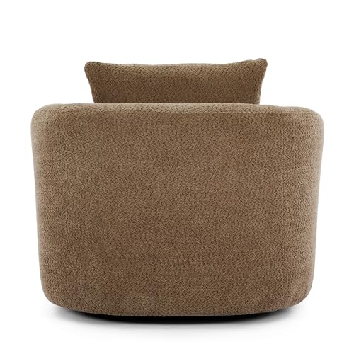 360° Oversized Swivel Nursery Armchair Ergonomic Upholstered Accent Barrel Chair W/Wider Armrests and Big Pillow, Comfy Chenille Boucle Cloud Leisure Sofa Chair for Home Apartment Living Room Bedroom FANYE