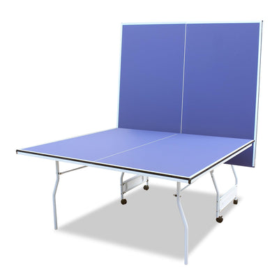 AOKUNG 9x5 Professional MDF Table Tennis Table with Quick Clamp Ping Pong Net with Two Rackets and Three Balls,Blue Indoor & Outdoor Use