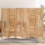 Asnefeli Wooden Room Divider Wall, 6 Panel Divider Screens, Folding Privacy Screen, 5.6 FT Wall Divider Room, Carved Room Divider Panel, Portable Wall Divider for Home Bedroom Office (Natural) Asnefeli
